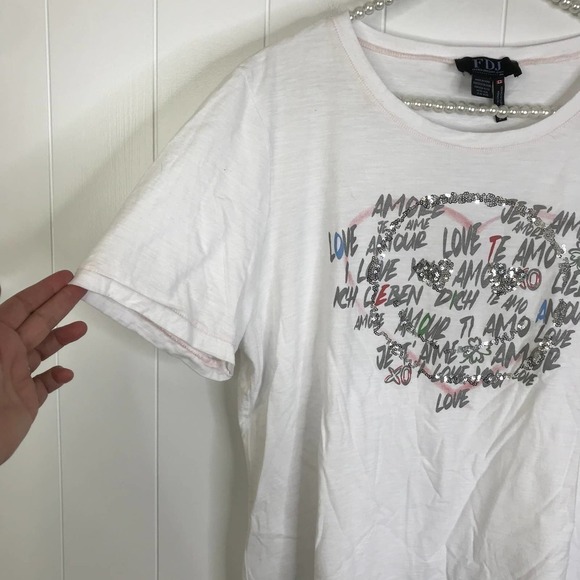 FDJ French Dressing Heart Graffiti Short Sleeve T Shirt SZ XL - Picture 3 of 6